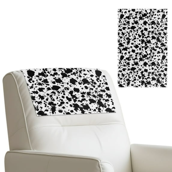 SCRAWLGOD Cow Print Splash Black White 3 PCS Sofa Headrest Protector Waterproof Recliner Headrest Cover Chair Head Rest Cover for Sofa,Office Chair,Theater Seat 17 x 27 in