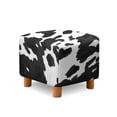 thumbnail image 1 of SCRAWLGOD Cow Print White Black Footstool Slipcover, Stretch Square Stool Furniture Protector Footstool Cover with Elastic Bottom Foot Rest Covers, 1 of 7