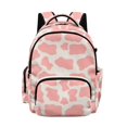 thumbnail image 1 of SCRAWLGOD Cow Print White Pink Kids Backpacks for Boys Girls, Bookbag with Multi Pockets for Preschool Elementary Middle School, Lightweight 17 Inch Backpacks, 1 of 7