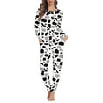 thumbnail image 1 of SCRAWLGOD Cow Print Women Pajamas Set Long Sleeve Pjs for Women Set Fall Clothes Crewneck Ladies 2 Piece Pajama Set Size 3XL Breathable Ladies Jogger Pjs Set, 1 of 6