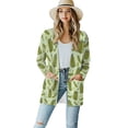thumbnail image 1 of SCRAWLGOD Cucumber Cardigan Sweaters for Women Trendy Outfits for Women Fall Tops Breathable Ladies Cardigan Sweatshirts Size L Long Sleeve Women Cardigan Coat for Clubs, 1 of 7