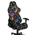 thumbnail image 1 of SCRAWLGOD Dachshund Paw Print Black Gaming Chair Cover with Armrest Cover, Anti-Dust Gaming Chair Cover Removable Computer Chair Slipcovers with Elastic Bottom Furniture Protection, 1 of 7
