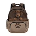 thumbnail image 1 of SCRAWLGOD Dachshund Print Brown School Backpack with Adjustable Padded Strap, 17 Inch 600D Polyester Backpack, Lightweight Multi-Pocket Daypack, 1 of 6