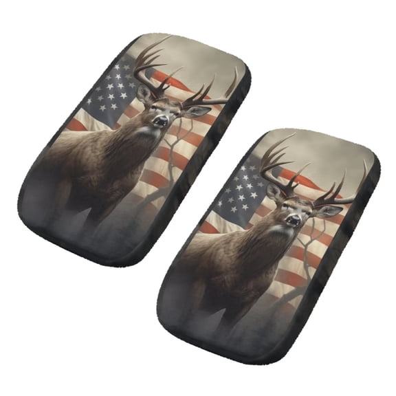 SCRAWLGOD Deer American Flag Print Office Chair Armrest Pads Soft Universal Elbow Support Cushions Camo Hunting Print Washable Stretch Office Chair Arm Rest Cushion