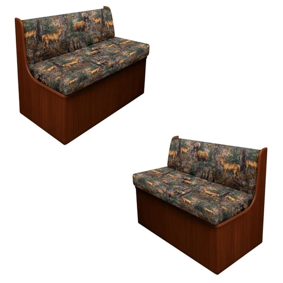 SCRAWLGOD Deer Bear Print RV Dinette Cushions Covers Camo Hunting Print Elastic Non Slip RV Dinette Booth Seat Slipcover Universal Washable Camper Car Booth Cushion Cover