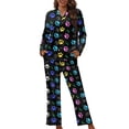 thumbnail image 1 of SCRAWLGOD Dog Paw Pjs Women Long Sleeve Button Up Pajamas for Women Two Piece Lounge V Neck Loungewear Sets Women Fall Size 3XL Breathable Woman Sleepwear, 1 of 7