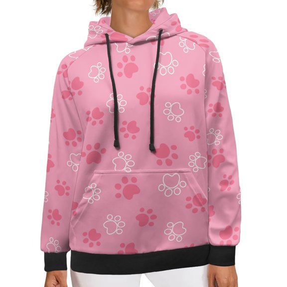 SCRAWLGOD Dog Paw Woman Graphic Hoodies Pullover Graphic Sweaters for Women Fall Clothes Long Sleeve Ladies Hoodie Sweaters Soft Women Activewear Hoodies Size S