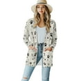 thumbnail image 1 of SCRAWLGOD Dog Paw Women's Open Front Cardigan Lightweight Cardigan Sweaters for Women Long Sleeve Fall Cardigan for Women Trendy Size 2XL Comfy Soft Cardigans for Party, 1 of 7