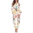 thumbnail image 1 of SCRAWLGOD Dog Paw Womens Pajamas Long Sleeve Pj Set Women Lounge Set Fall Pajama Set Size XS Crewneck 2-Piece Lounge Set Comfortable Graphic Pjs Sets for Women, 1 of 6