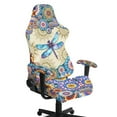 thumbnail image 1 of SCRAWLGOD Dragonfly Bohemian Flower Print Blue Beige Pattern Gaming Chair Cover Set of 4, Comfortable Computer Desk Chair Cover Rotating Computer Chair Protector with Armrest Cover, 1 of 7