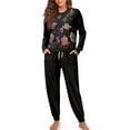 thumbnail image 1 of SCRAWLGOD Dragonfly Flower Pajama Set for Women Long Sleeve Pj Woman Pajamas with Pockets Size 2XL Crewneck Two Piece Lounge Washable Ladies Pjs for Vocation, 1 of 7