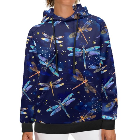 SCRAWLGOD Dragonfly Women's Hoodie Pullover Sweatshirts for Women Loose Fit Tops Long Sleeve Hoddies Woman Trendy Washable Plus Size 4XL Hoodies for Women Graphic