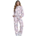 thumbnail image 1 of SCRAWLGOD Easter Rabbit Carrot Leaf Floral Print Violet 2 Piece Sets for Women Fall Outfits Sweatsuit Loose Fit Turtleneck Drawstring Sweatshirt Wide Leg Sweatpants Matching Set Tracksuit, XL, 1 of 7