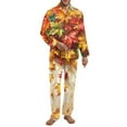 thumbnail image 1 of SCRAWLGOD Fall Decor Maple Leaf Print 2 PCS Men's Pajama Sets Mens Long Sleeve Pajama Set with Elastic Band Wrinkle-Free Lightweight Notched Collar Sleepwear with Pockets, 4XL, 1 of 6