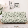 thumbnail image 1 of SCRAWLGOD Fern Leaf Print Armless Sofa Cover Stretch Furniture Protector Sofa Slipcover Washable 1 Piece Couch Cover for 3 Cushion Couch Heavy Duty Anti Slip Futon Slipcover, 1 of 9
