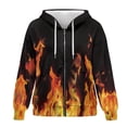 thumbnail image 1 of SCRAWLGOD Fire Print Women's Hoodies with Zipper Hoodies for Women Zip Up Lightweight Hooded Sweatshirt Zipper Front Women Party Long-Sleeve Activewear Zip Up Jacket Women Size XL, 1 of 7