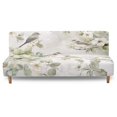 thumbnail image 1 of SCRAWLGOD Floral Robin Print White Non Slip Futon Cover, Armless Washable Couch Cover for Futon, Stretch Sofa Cover, Scratch Resistant Furniture Protector for Pets, Dog and Cat, 1 of 7