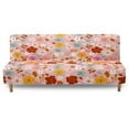 thumbnail image 1 of SCRAWLGOD Floral Spot Print Pink Armless Futon Cover Stretch Sofa Bed Slipcover Protector Elastic Futon Cover, Machine Washable Couch Covers with Elastic Bottom, 1 of 7
