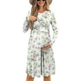 thumbnail image 1 of SCRAWLGOD Floral Women Breastfeeding Dress for Women Long Sleeve Maternity Nursing Dress Size L Crew Neck Pregnancy Dress for Women Work Elastic Knee Length Swing Dress for Women, 1 of 7