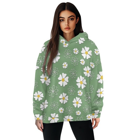 SCRAWLGOD Flower Hooded Sweatshirt Women Plus Pullover Sweaters for Women Crewneck Long Sleeve Tops for Women Loose Woman Hoodies with Designs for Skating Size XL