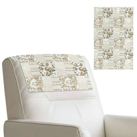 SCRAWLGOD Flower Plaid Print 1 Piece Recliner Headrest Protector Couch Head Rest Covers Non Slip Sofa Headrest Covers for Furniture Home Decoration 17x27 in