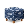 thumbnail image 1 of SCRAWLGOD Flower Print Navy Ottoman Cover Square, Folding Storage Ottoman Slipcovers, Stretch Footrest Foot Stool Covers Protector with Elastic Bottom for Pets, 1 of 7