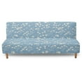 thumbnail image 1 of SCRAWLGOD Flower Print White Blue Armless Futon Covers with Elastic Bottom Comfy Futon Couch Cover Machine Washable Furniture Protector Stretchable Sofa Bed Protector, 1 of 7