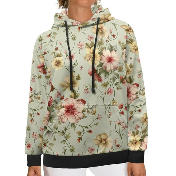 SCRAWLGOD Flower Women's Hoodies Pullover Graphic Sweatshirts for Women Oversized Size S Long Sleeve Womens Hoodies Trendy Breathable Hoodie for Women with Pockets