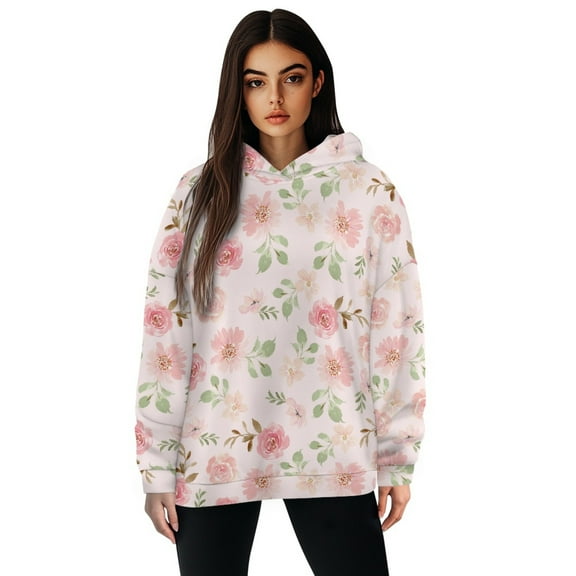 SCRAWLGOD Flowers Hoodies for Women Pullover Plus Size XL Crewneck Women Trendy Clothes Outfits Long-Sleeve Women's Fashion Hoodies Soft Ladies Hoodie Sweaters for Hiking