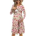 thumbnail image 1 of SCRAWLGOD Flowers Maternity Nursing Dress Long Sleeve Breastfeeding Dresses for Fall Size Small Crewneck Midi Pregnancy Dresses for Women Clothing Breathable Swing Dresses Midi, 1 of 7