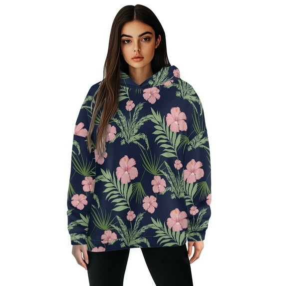 SCRAWLGOD Flowers Oversized Pullover Hoodies for Women Trendy Graphic Tops for Women Long-Sleeve Streetwear Hoodie Women Lightweight Sweatshirt Womens Hoodie Graphic for Hiking Size M
