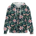 thumbnail image 1 of SCRAWLGOD Flowers Zip Up Hoodie for Women Plus Size M Hoodies for Women Graphic Long Sleeve Ladies Hoodies Zip Front Casual Womens Sweatshirts Trendy for School, 1 of 6