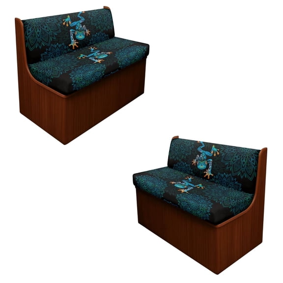 SCRAWLGOD Frog Mandala Print RV Dinette Cushions Covers Stretch Easy Installation RV Dinette Booth Seat Cover Stain Resistant 2 Piece Set Camper Booth Cushion Slipcover