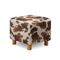thumbnail image 1 of SCRAWLGOD Fur Cow Print Brown Beige Footstool Slipcover, Thick Footrest Sofa Slipcover Anti Slip Square Covers for Ottoman with Stretch Bottom, 1 of 7
