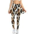 thumbnail image 1 of SCRAWLGOD Fur Cow Print Brown Black Women's Athletic Skirted Leggings Comfortable Elastic Sporty Skirt with Leggings Breathable Trendy Yoga Tennis Clothes with Pocket, L, 1 of 7