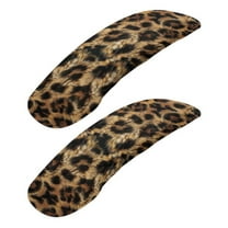 SCRAWLGOD Fur Leopard Print Yellow 2 PCS Anti-Dust Office Chair Armrest Covers Cozy Easy to Install Chair Arm Covers Pads Scratch Resistant Computer Chair Arm Slipcovers