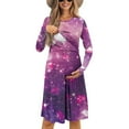 thumbnail image 1 of SCRAWLGOD Galaxy Heart Womens Nursing Dress Long Sleeve Maternity Dresses for Baby Shower Crew Neck Breast Feeding Dresses for Women Fall Clothes Stretchy A Line Dress Size S, 1 of 7