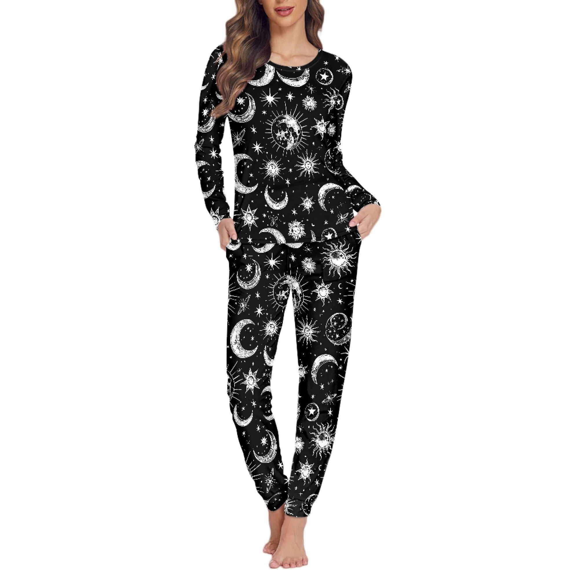新品未開封パジャマムーン　じんまく　pajamamoon SCRAWLGOD Galaxy Moon Womens Pajamas Set of 2 Pjs Womens Sets Long