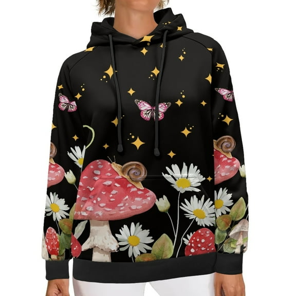 SCRAWLGOD Galaxy Mushroom Womens Hoodies Pullover Trendy Fall Outfits for Women Work Long Sleeve Women's Hoodie Shirts Breathable Woman Hoodies with Designs Size 2XL