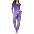 thumbnail image 1 of SCRAWLGOD Galaxy Pj for Women Sleepwear Long Sleeve Pajama Set for Women Soft Comfy Crewneck Ladies 2 Piece Outfits Size 4XL Lightweight Nightwear Set, 1 of 6