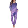 thumbnail image 1 of SCRAWLGOD Galaxy Pj for Women Sleepwear Long Sleeve Pajama Set for Women Soft Comfy Crewneck Ladies 2 Piece Outfits Size M Lightweight Nightwear Set, 1 of 6