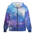 thumbnail image 1 of SCRAWLGOD Galaxy Print Woman Lightweight Hoodies Zip Up Sweatshirt Women Oversized Long Sleeve Women Fall Outfits Comfy Women Hoodies with Zipper Size XL for Hiking, 1 of 7