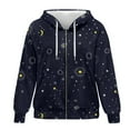 thumbnail image 1 of SCRAWLGOD Galaxy Women's Zip Up Hoodie Oversized Zipper Sweatshirts for Women Long Sleeve Zip Hoodies for Women Trendy Breathable Women Hooded Zip Up Jacket Size XS for Biking, 1 of 7