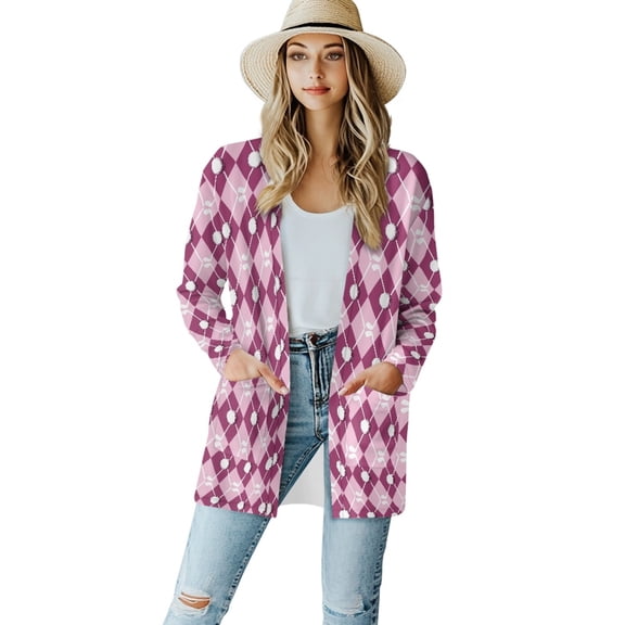 SCRAWLGOD Geometric Cardigan Jackets for Women Lightweight Cardigan with Pockets Long Sleeve Sweater Cardigan Women Trendy Size S Elastic Fall Cardigans for Women Travel