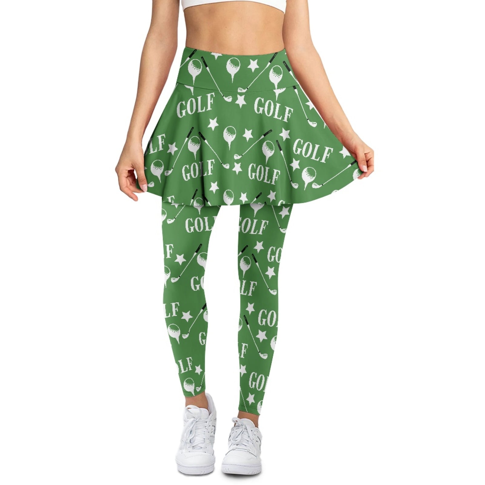 SCRAWLGOD Golf Clubs Balls Stars Green Tennis Yoga Leggings with