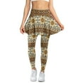 thumbnail image 1 of SCRAWLGOD Golf Yoga Legging with Skirts for Women Non See-Through Stretchy Running Skirted Leggings Comfortable Active Skorts for Beach Hiking Gym, Sunflowers American Tribal Brown Beige, 3XL, 1 of 7