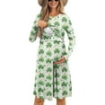 thumbnail image 1 of SCRAWLGOD Green Leaf Womens Nursing Dress Long Sleeve Maternity Dresses for Baby Shower Size L Crewneck Breastfeeding Friendly Midi Dress Lightweight Women Pregnant Clothes, 1 of 7