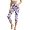 thumbnail image 1 of SCRAWLGOD Halloween Bat Tie-Dye Violet Women's Workout Capri Leggings with Pockets, Stretch Breathable Squat Proof Yoga Pants Leggings, High Waisted Athletic Crop Yoga, XS, 1 of 7