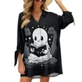 thumbnail image 1 of SCRAWLGOD Halloween Cute Ghost Women's Seven Quarter Sleeve Cardigan Shirt Size M V Neck Button Up Work Blouse Tops Open Front Cardigan for Women Summer, 1 of 7
