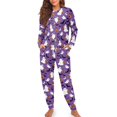 thumbnail image 1 of SCRAWLGOD Halloween Women’s Pajamas Set Soft 2 piece Loungewear Long Sleeve & Long Pants Pj Set with Pockets for Women Casual Sleepwear with Pockets, Ghost Pumpkin Bat Broomstick Violet, XXL, 1 of 7
